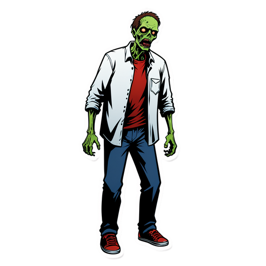 Zombie in Supermarket - Halloween Sticker