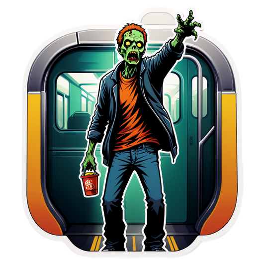 Zombie in Subway - Halloween Sticker
