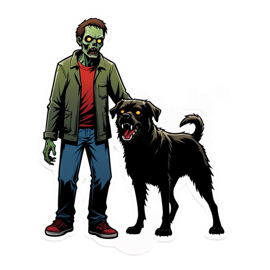 Zombie vs Dog - Halloween Sticker