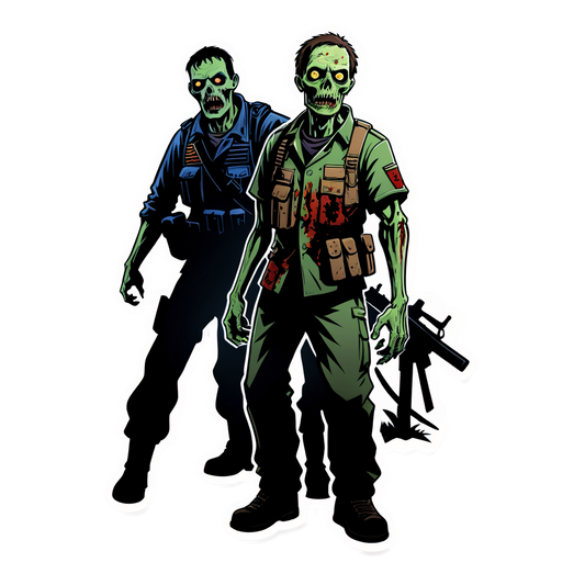 Zombie vs Soldier - Halloween Sticker