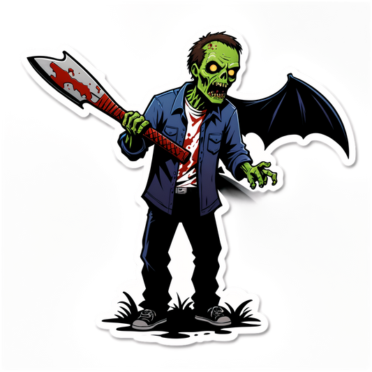 Zombie vs Survivor with Bat - Halloween Sticker