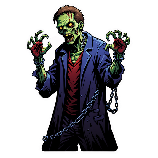Zombie Breaking Chains - Halloween Sticker