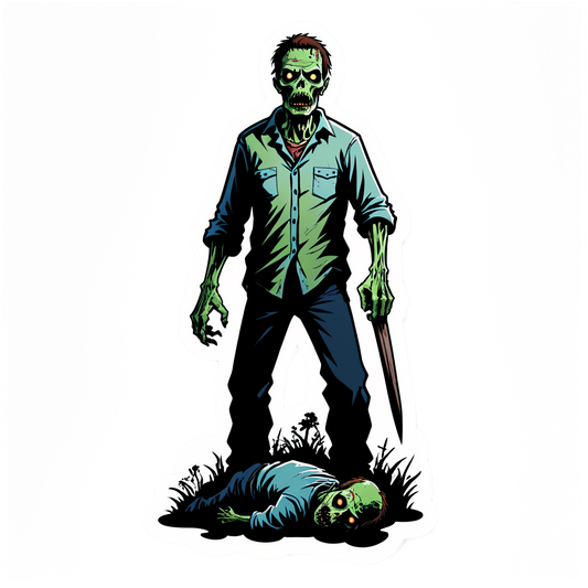 Zombie Rising from Grave - Halloween Sticker