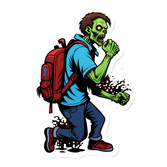 Zombie with Backpack - Halloween Sticker