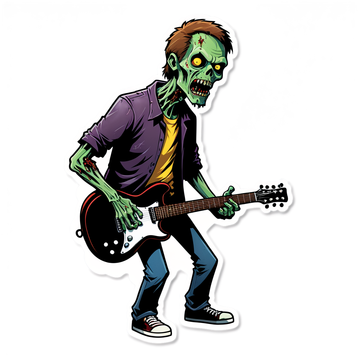 Zombie with Guitar - Halloween Sticker