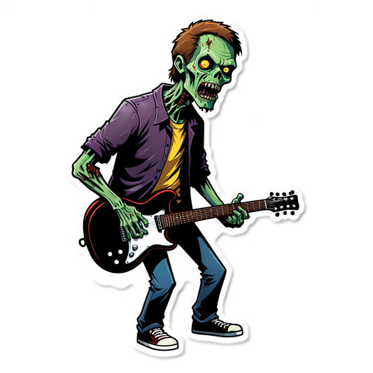 Zombie with Guitar - Halloween Sticker