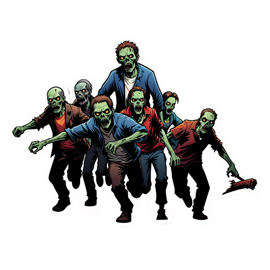 Zombie Horde Running - Halloween Sticker