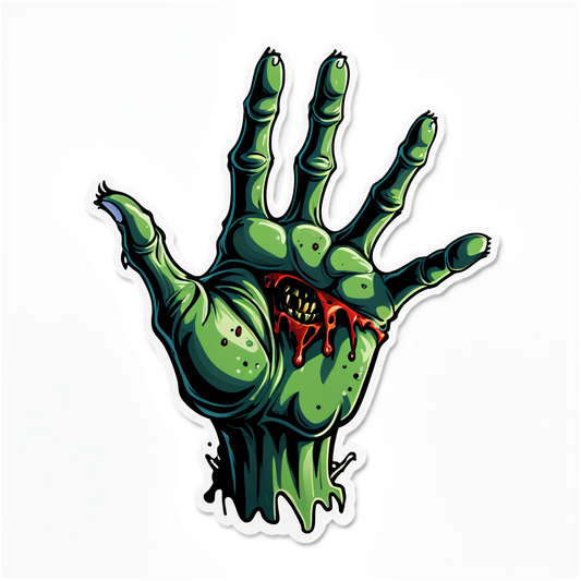 Zombie Hand Reaching Up - Halloween Sticker