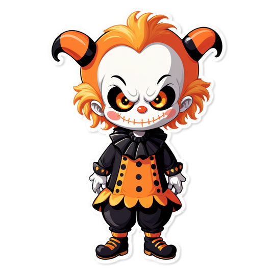 Clown with Ram Horns - Halloween Sticker