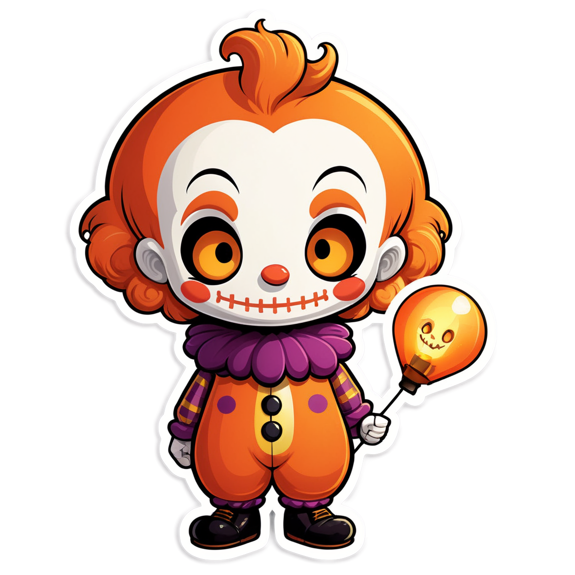 Clown with Lantern Eyes - Halloween Sticker