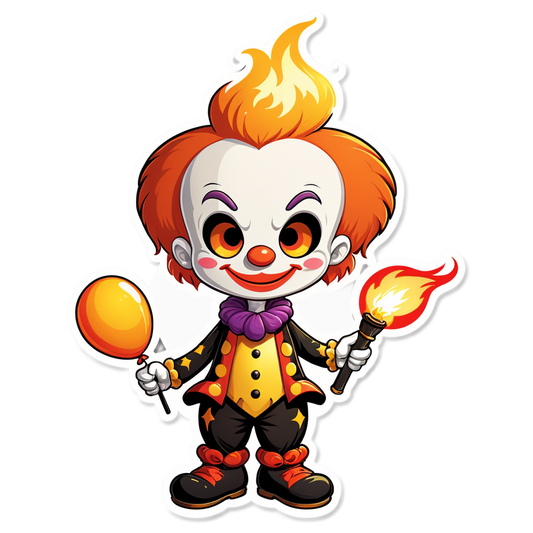 Clown with Fire Torch - Halloween Sticker