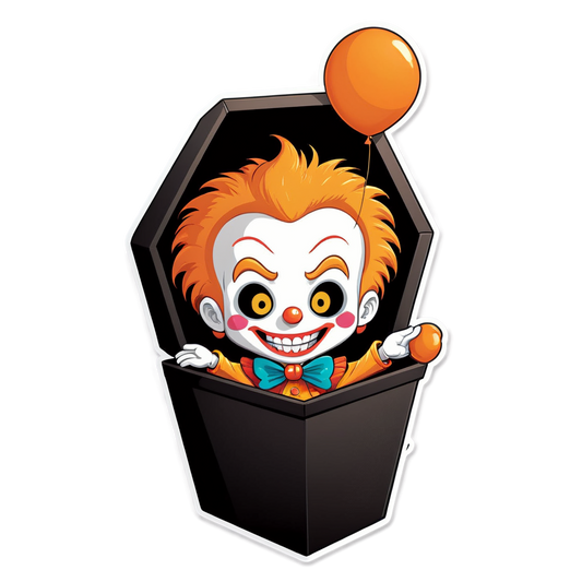Clown Emerging from Coffin - Halloween Sticker