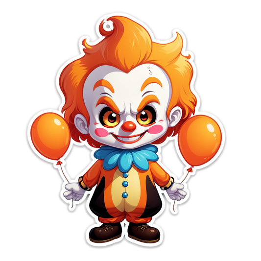 Clown Emerging from Fire - Halloween Sticker