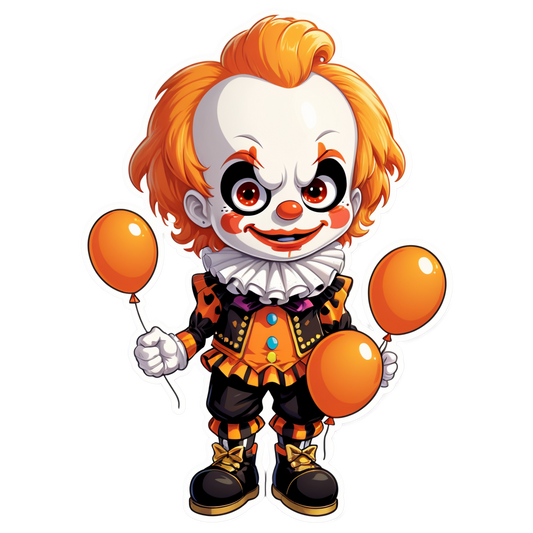 Clown with Broken Toys - Halloween Sticker