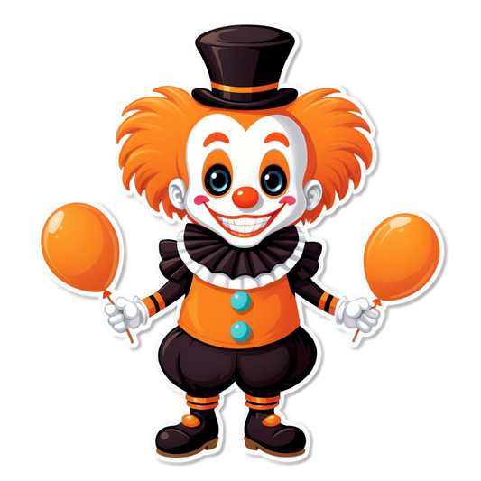 Clown with Toy Drum - Halloween Sticker
