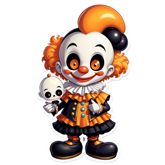Clown with Music Box - Halloween Sticker