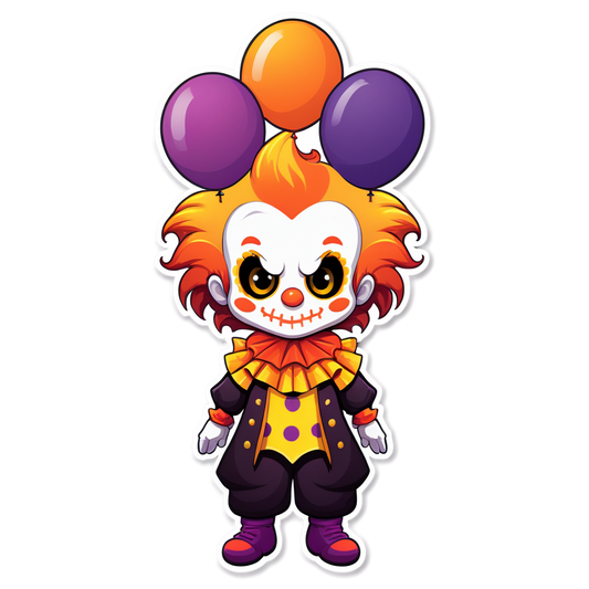 Clown Silhouette at Sunset - Halloween Sticker