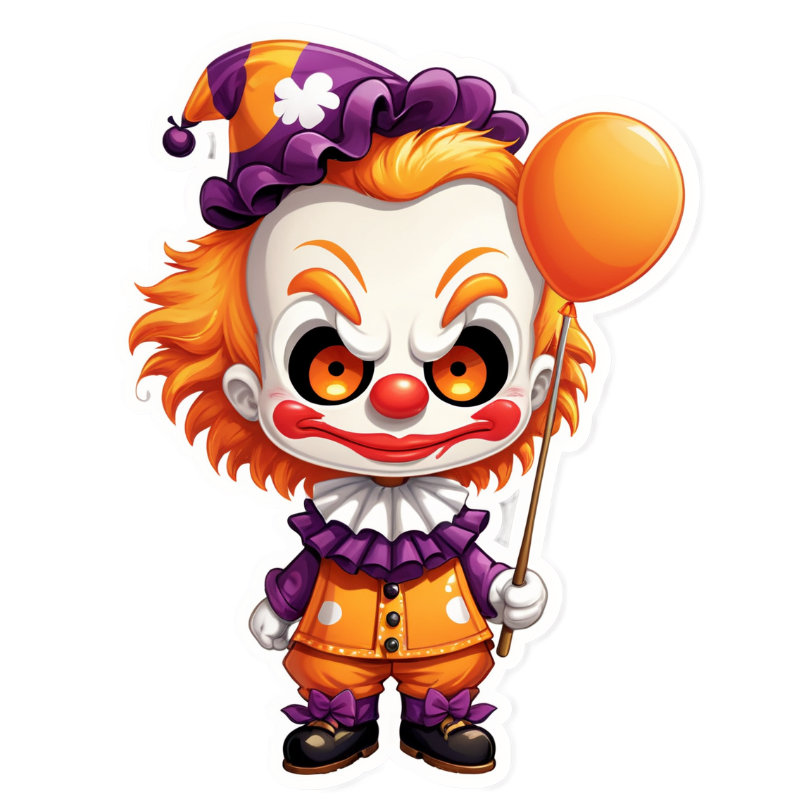 Clown with Torn Umbrella - Halloween Sticker