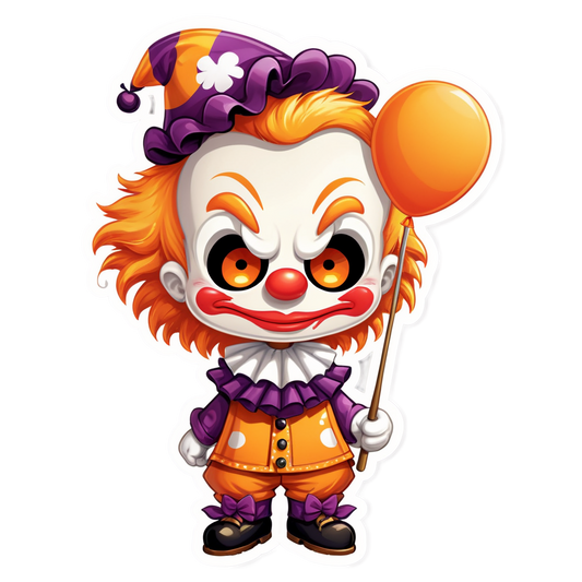 Clown with Torn Umbrella - Halloween Sticker