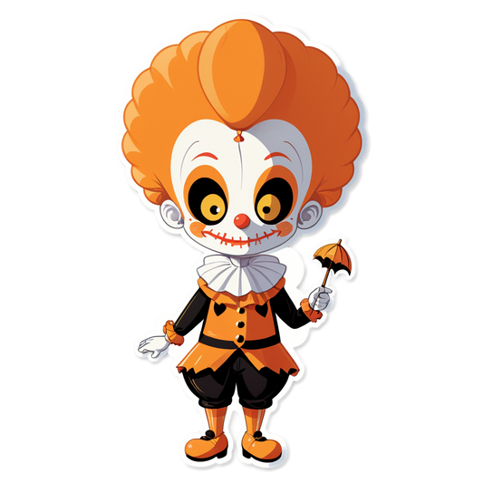 Clown with Broken Parasol - Halloween Sticker
