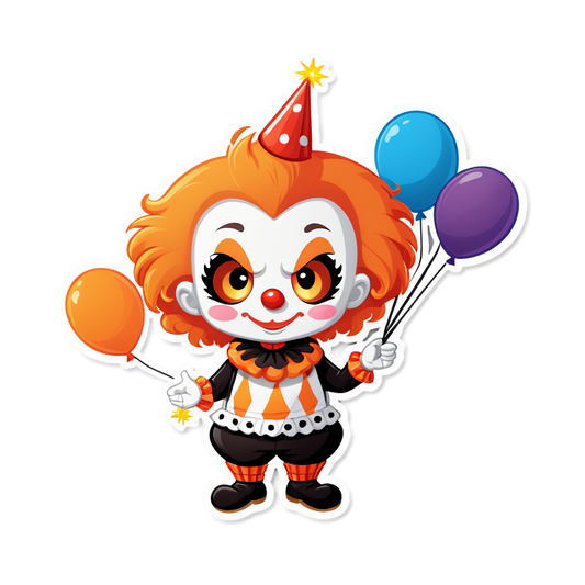 Clown with Fireworks - Halloween Sticker