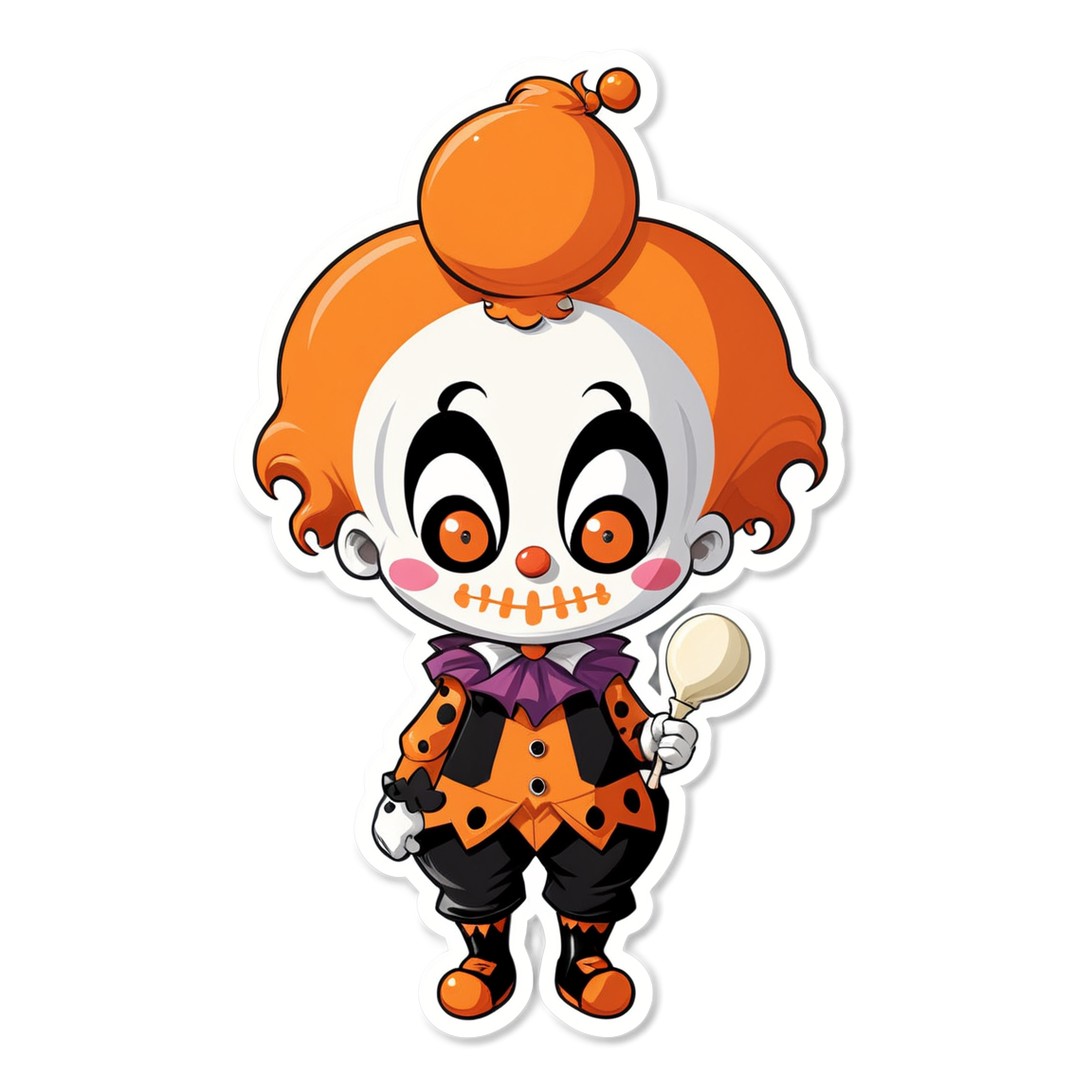 Clown with Bone Rattle - Halloween Sticker