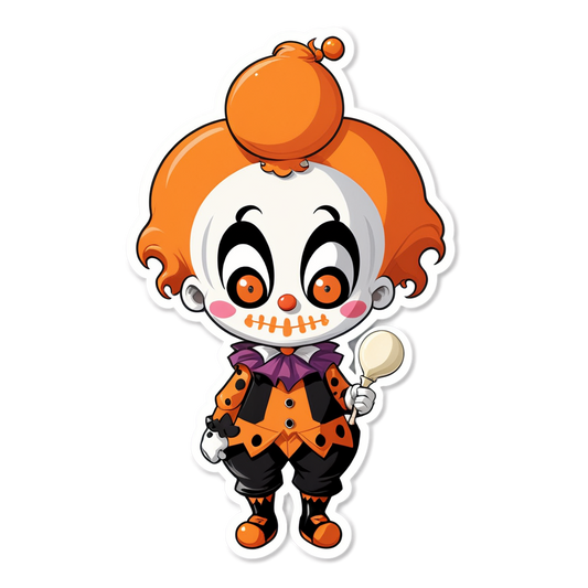 Clown with Bone Rattle - Halloween Sticker
